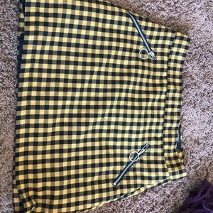 yellow and black checkered skirt